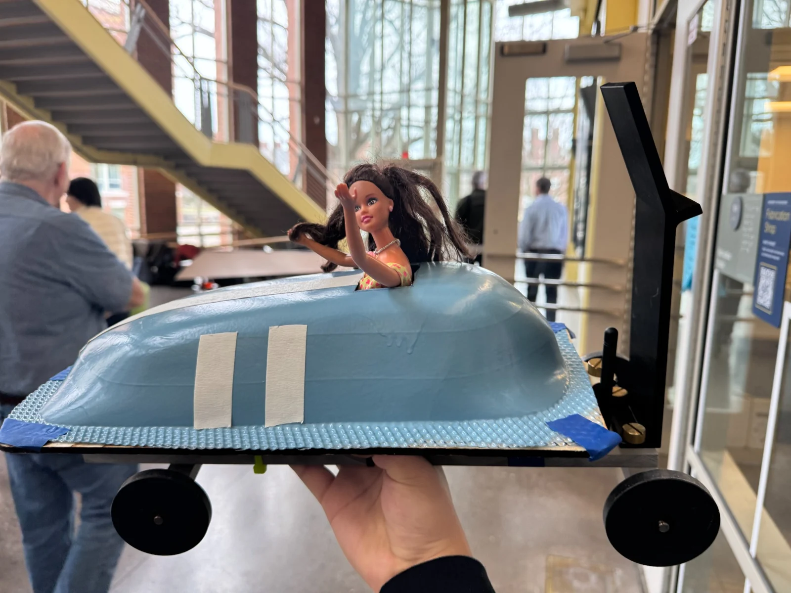The team’s assembled gravity car with the fabricated body.