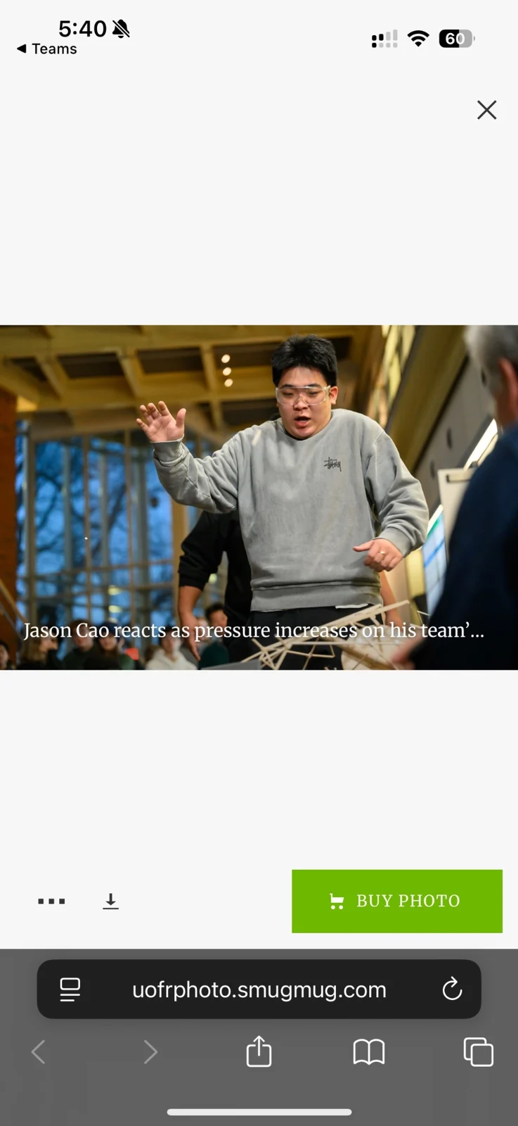 My reaction as the load increases during the beam test.